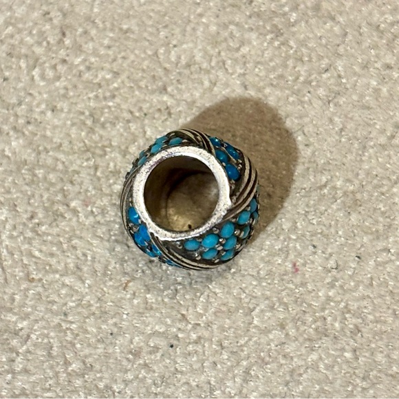 Brighton Americana turquoise bead Swirls of crystals & silver Retired - Picture 3 of 7